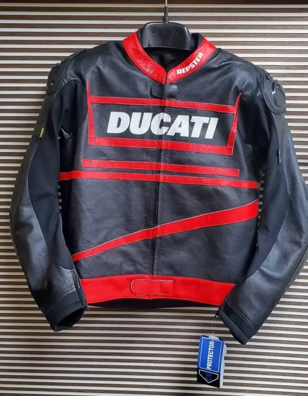 Repsters Ducati Motorcycle Leather Jacket – Black & Red MotoGP Racing Gear - Image 3