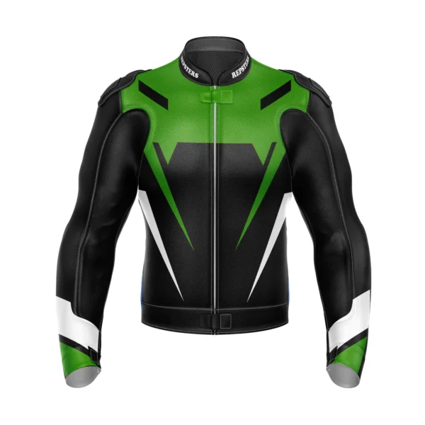 Black-Viper-Motorcycle-Racing-Leather-Jacket-by-Repsters-Green-Front