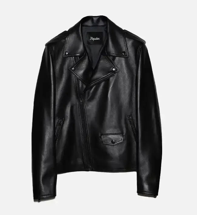 mens-all-black-zipper-biker-leather-jacket